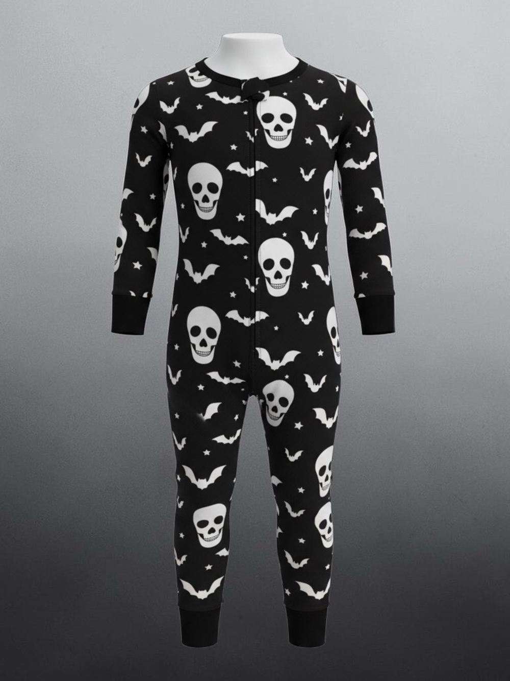 Posh Peanut Black and White Skull & Bat One-Piece